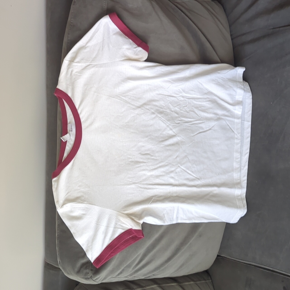 White H&M Crop Top with Red trim